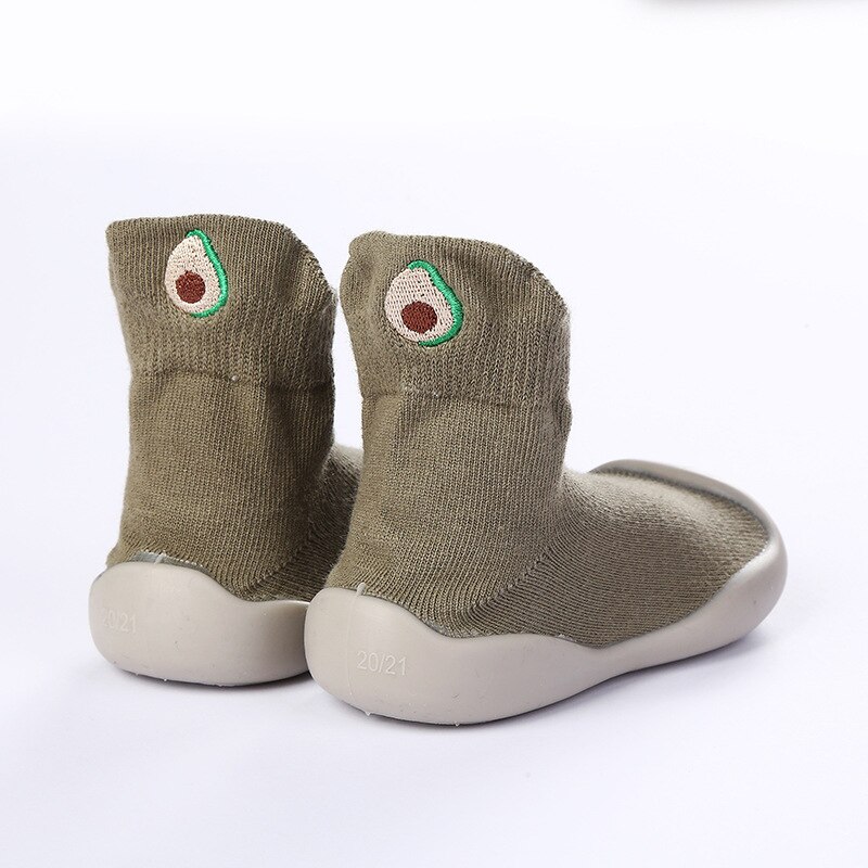 Baby Shoes First Shoes Cute Fruit Embroidery Toddler Shoes First Walker Boys Girls Soft Rubber Sole Kids Anti-Slip Booties: Green / 13.5cm Inside 22-23