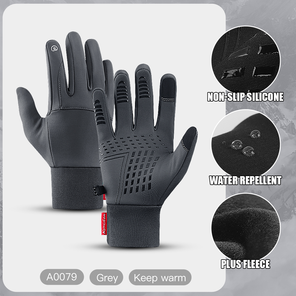Guantes de ciclismo al aire libre para hombre, manoplas gruesas, cálidas, a prueba de golpes, antideslizantes, para montar en moto, para Otoño e Invierno: Gris oscuro / L