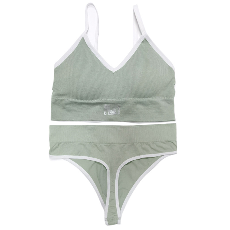 Conjunto de Sujetador deportivo sin costuras para mujer, tangas sexys de tiro alto, bragas sin aros, ropa interior cómoda, lencería femenina: Transparente / XL