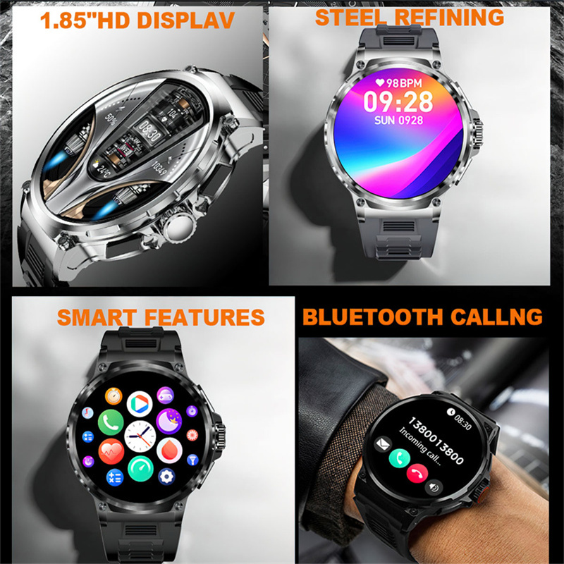 Nowy 1.85 ultra HD Bluetooth połączenie sprytny zegarek mężczyźni sport zdatność tor pulsometr 710mAh Smartwatch dla Huawei Xiaomi