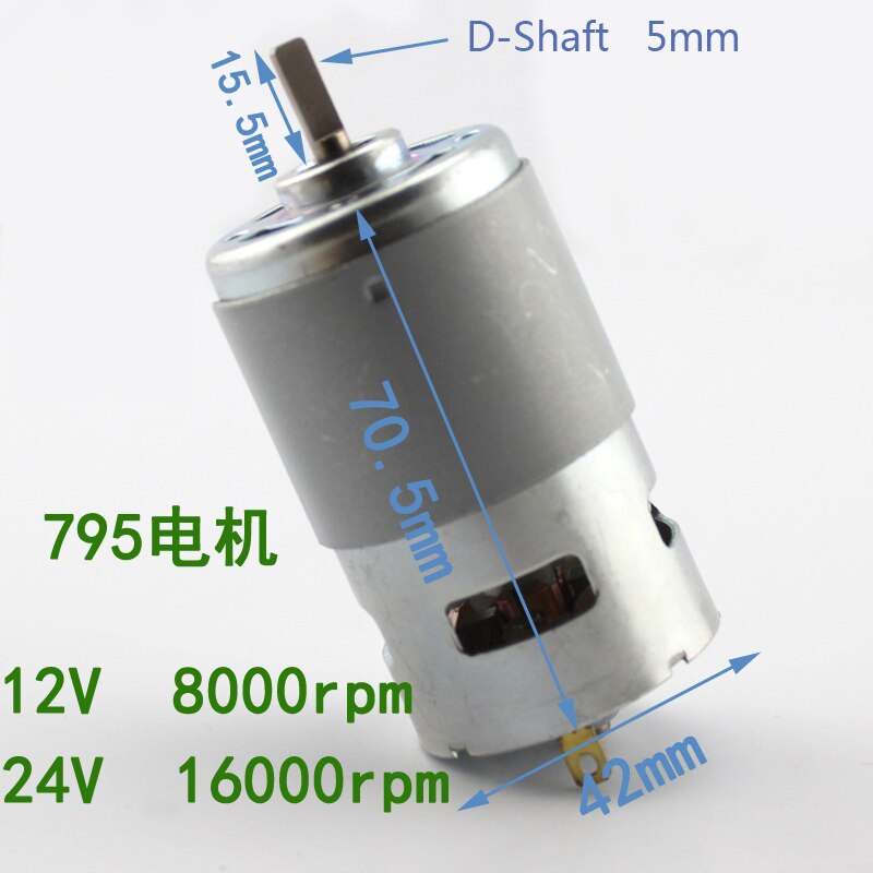 RS-795 DC Motor D-Shaft DC 12V 18V 24V 16000RPM High Speed High Power Large Torque Double Ball Bearing for Drill&amp;Screwdriver