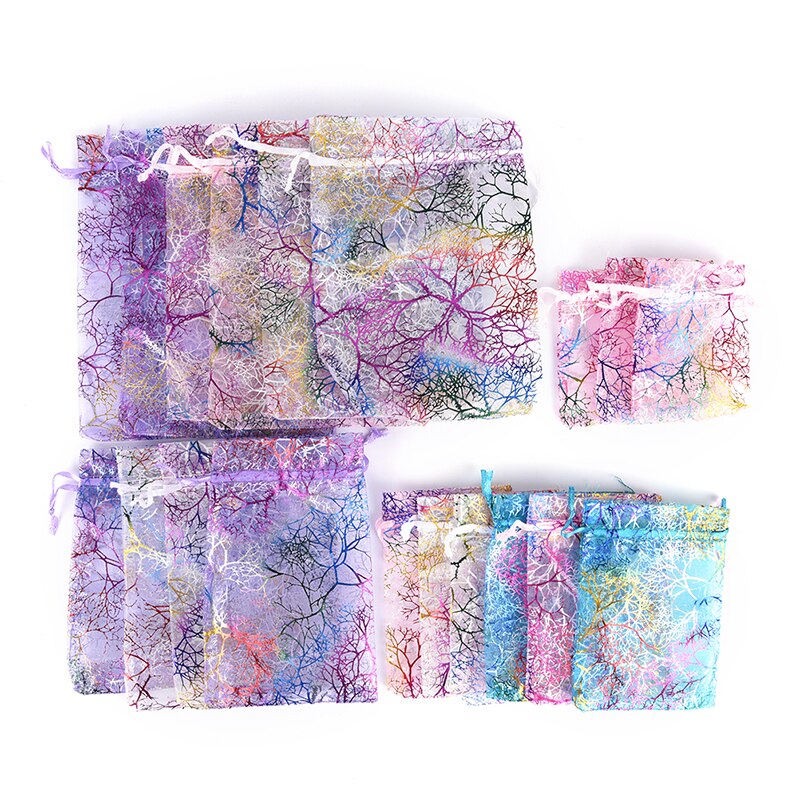 10Pcs Sieraden Pouch Bags Bruiloft Gunsten Organza Zakjes Decoratie 4 Grootte Kiezen