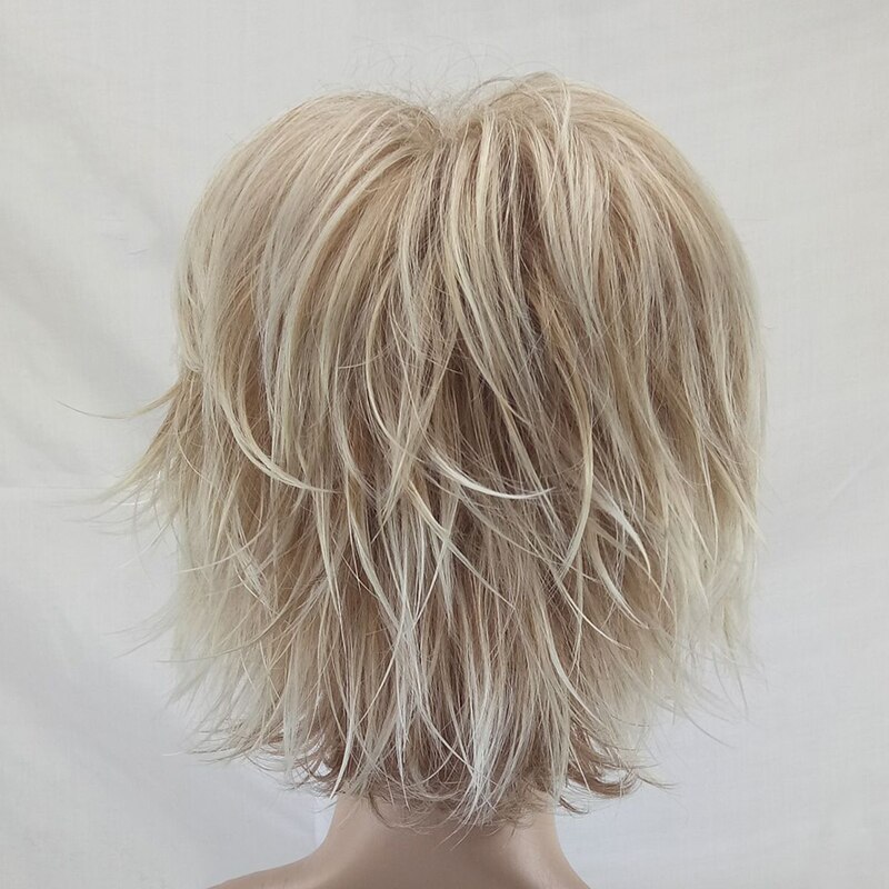 Hairjoy witte vrouwen synthetische haarpruiken blonde korte krullende pruik hittebestendig kapsel 2 kleuren beschikbaar