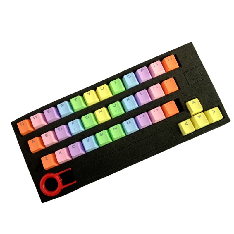 37Keys Doubleshot Rainbow Gradient Keycaps PBT OEM Profile Keycap Set for Mechanical Keyboard Cherry MX Switch w/ Puller: yellow