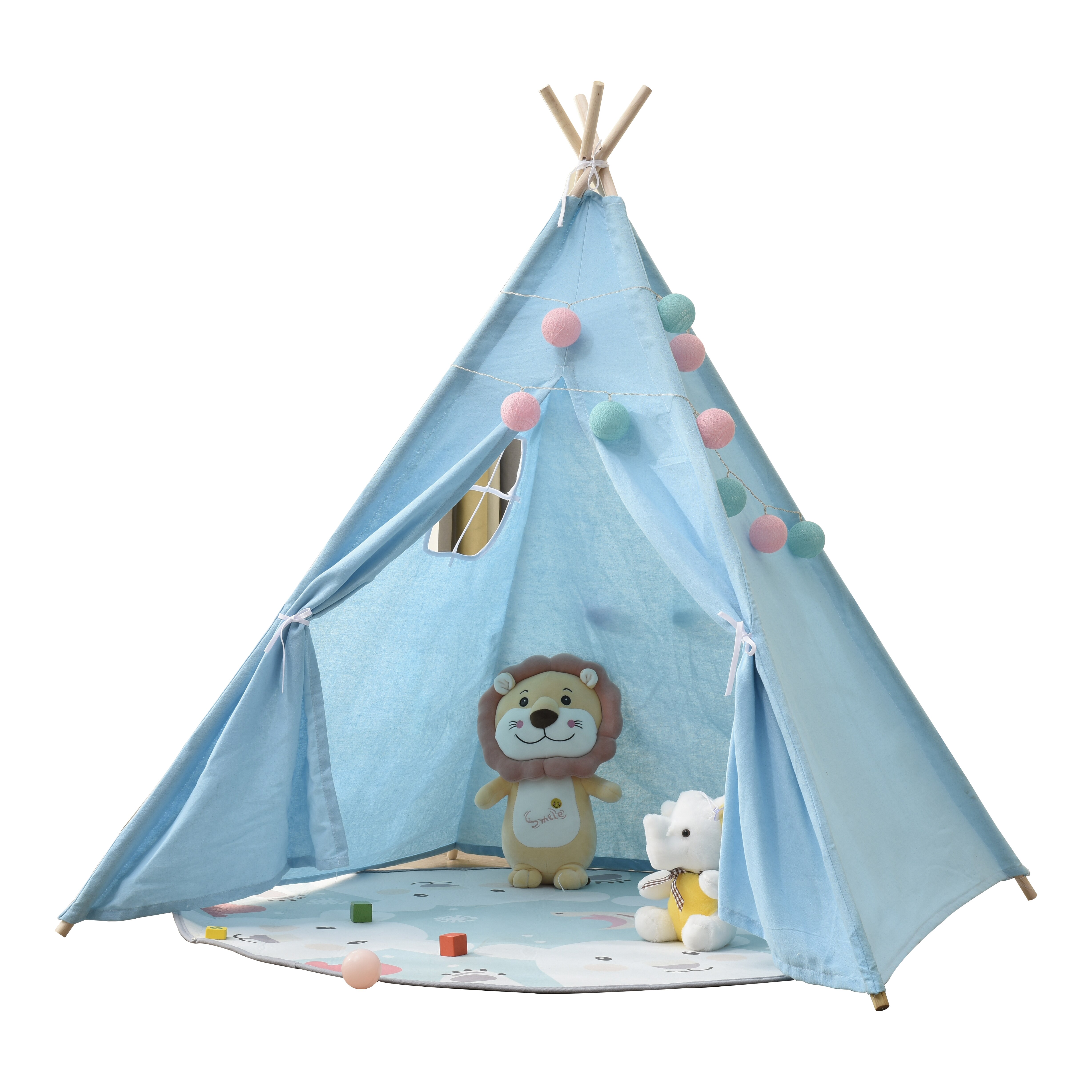 1.35M Portable Cotton Home Tipi Folding Indoor Baby Tent Toy Teepee Original Triangle Indian Kids Wigwam For Children Games
