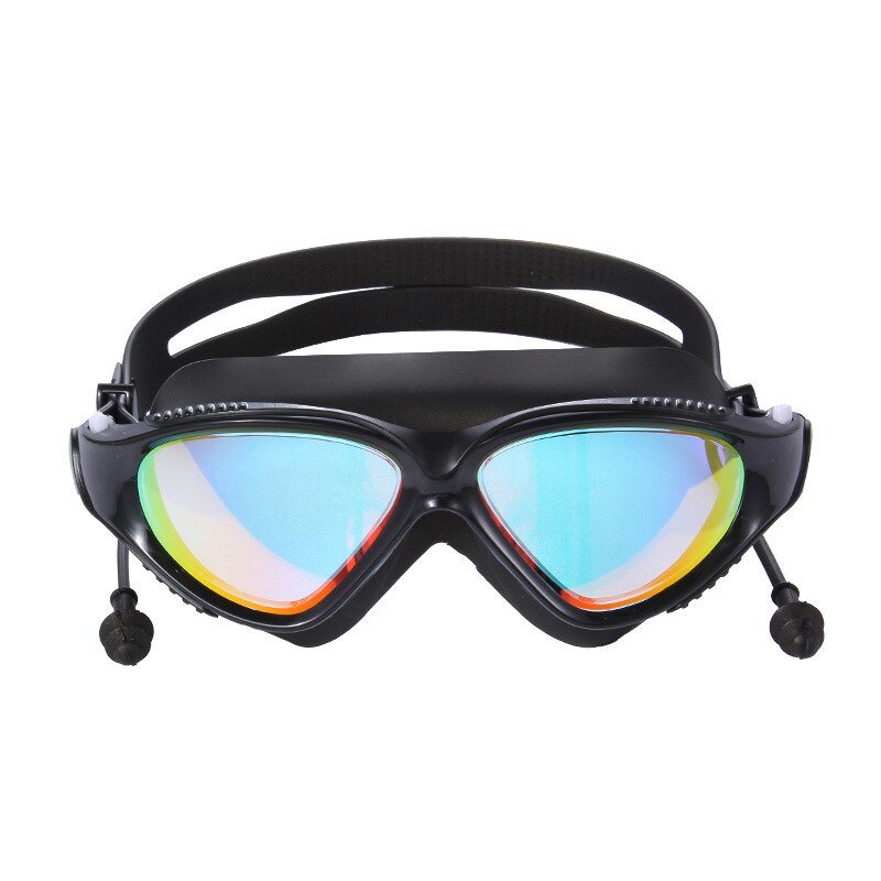 Gafas de natación con tapones para los oídos, protección para deportes acuáticos, máscara de buceo antiniebla para hombres y mujeres, gafas de buceo subacuáticas profesionales: black