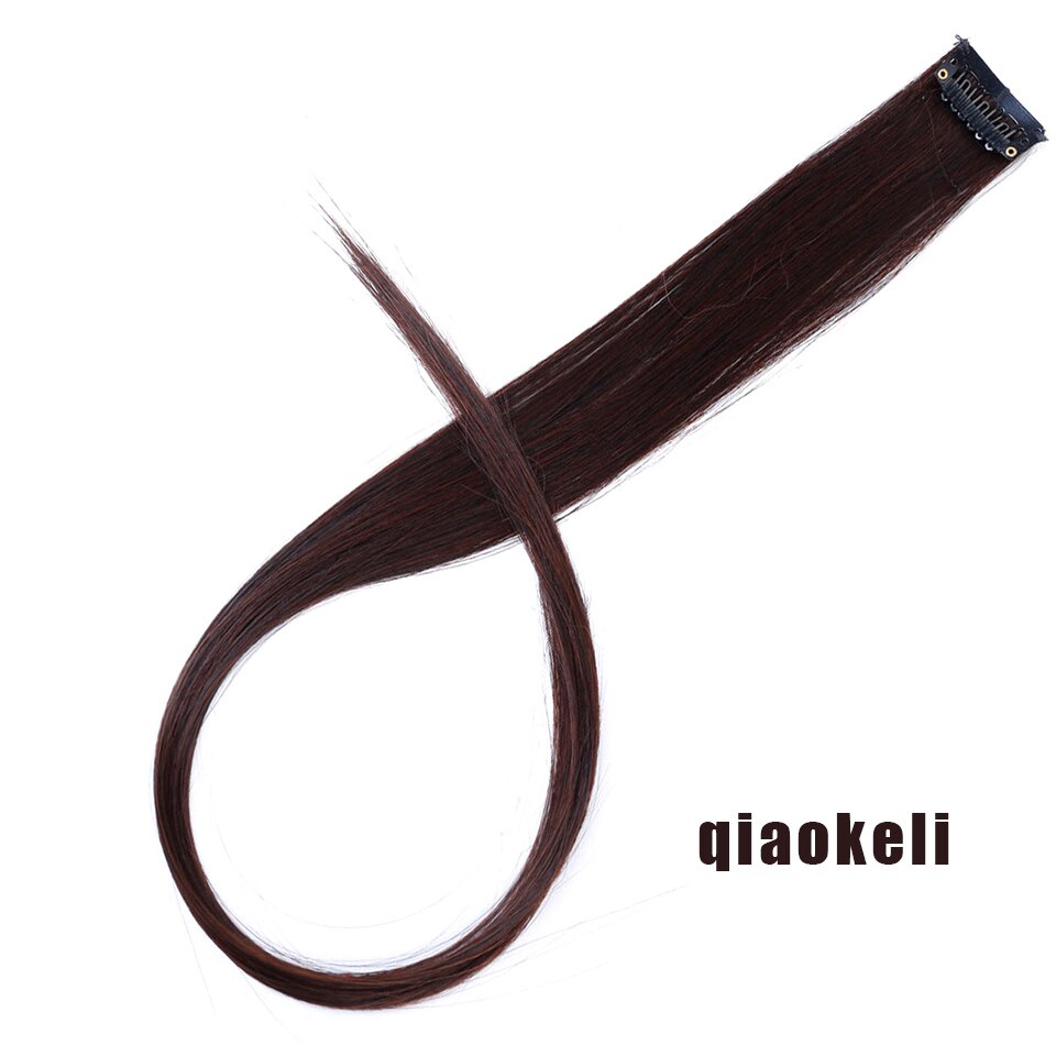 Wszystkie długie proste włosy spinka robić przedłużania włosów w podświetleniu tęczowe włosy smuga różbyć winnym syntetyczne pasma włosów na klipsach