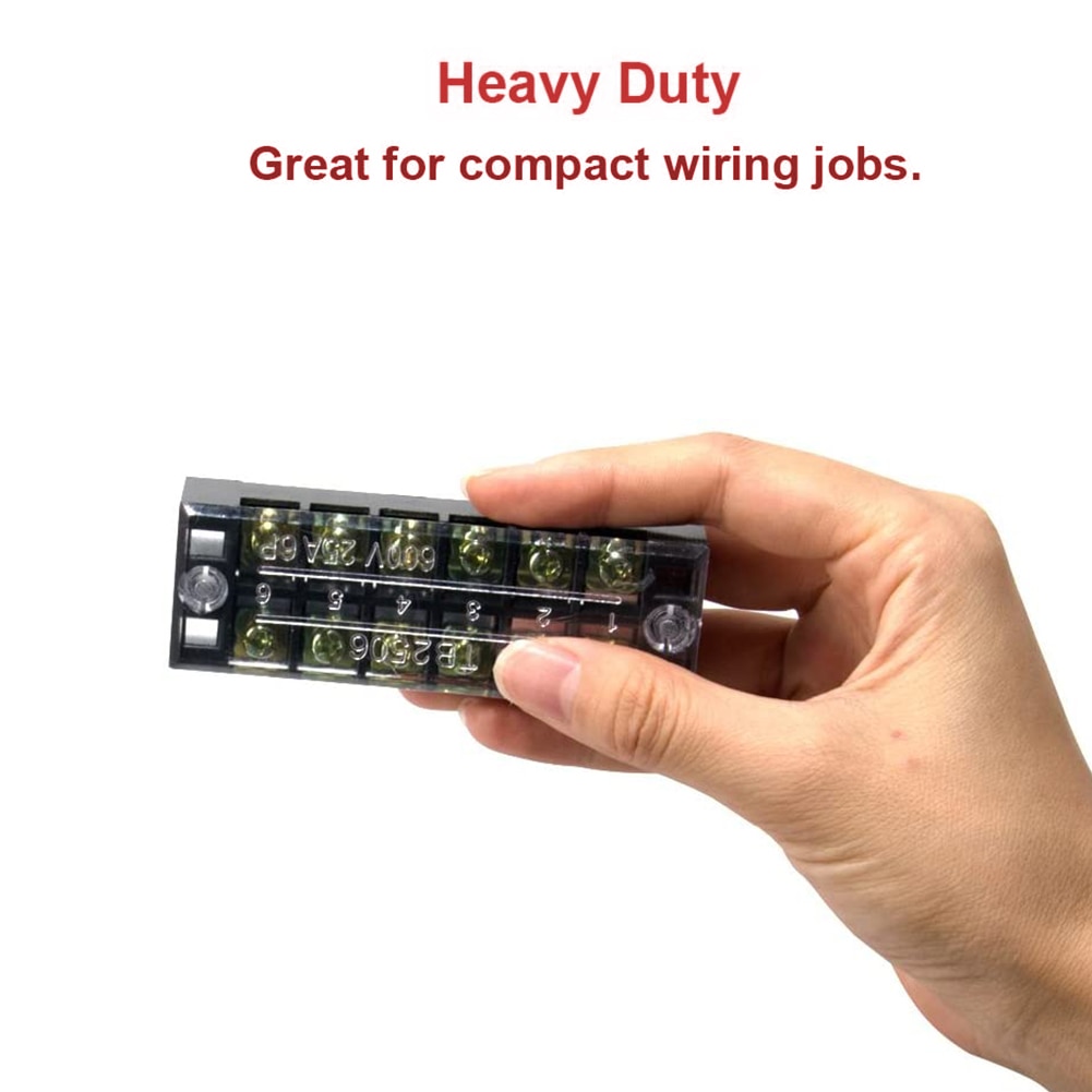 10PCS 25A Dual Row Wire Screw Barrier Terminal Block Power Distribution Terminal for Home Wire with 5 Connector Strips Set
