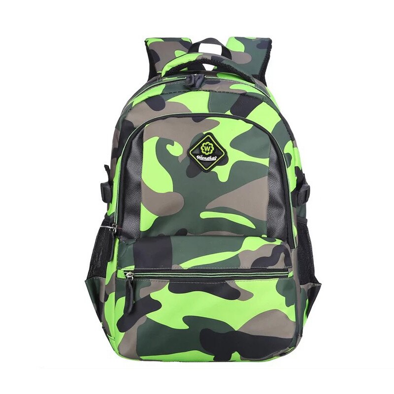 Green Camouflage School Backpack Nylon Casual Daypack Travel Outdoor Kids School Bags for Boys and Girls Birthday Presents: large green