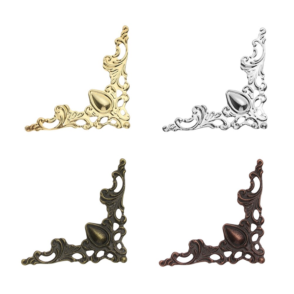 4Pcs Metal Corners Antique Gold Bronze For Book Photo Furniture Box Corner Piece Decorative Protectors Metal Crafts DIY Ornament