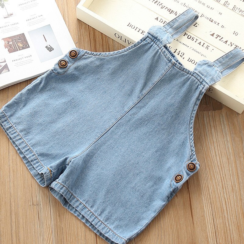 DFXD Summer Baby Denim Overalls Pants Toddler Boys Girls Solid Loose Jeans Suspender Trousers Children&#39;s Bib Pants 1-5T