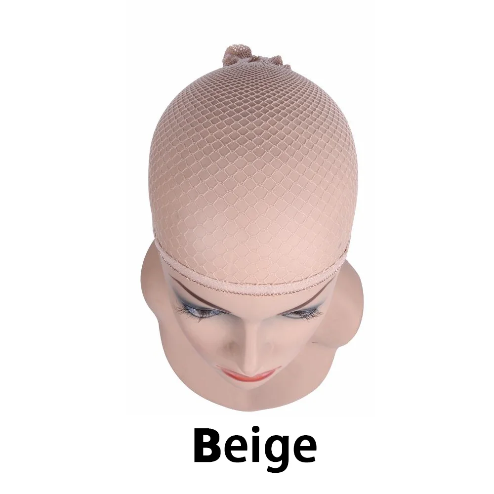 Red elástica para el cabello para mujer, gorro tejido con forro negro, redes para el cabello cómodas, gorro de peluca de rejilla con extremo abierto,: Castaño rojizo