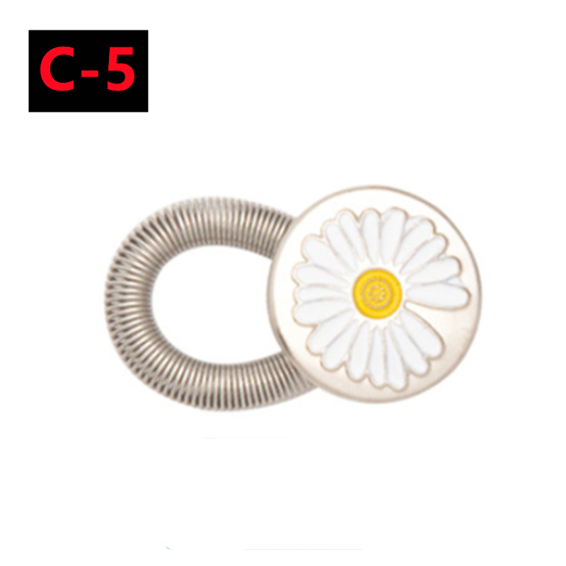 Extensor de botón de Metal para pantalones vaqueros, costura gratis, extensores de cintura retráctiles ajustables, expansor de cintura con botón, 10/5/1 ud.: 6 # / Transparente