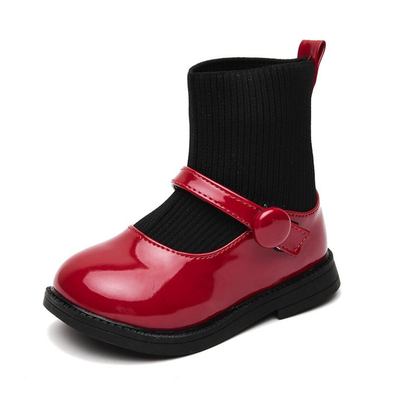 Crianças meninos botas crianças tênis de couro martin botas para meninas borracha anti deslizamento neve bota moda inverno sapatos da criança bota: Red / 25 (Insole 15.5CM)