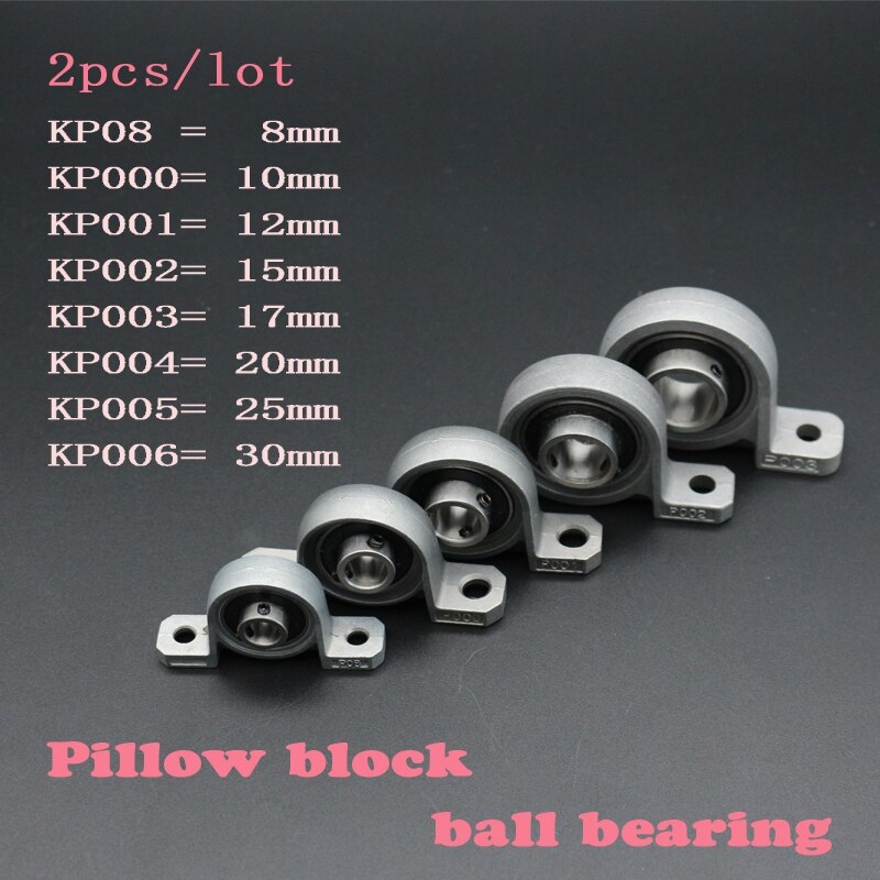 KP08 KP000 KP001 KP002 KP003 KP004 KP005 KP006 Zinc Alloy Diameter Bore Ball Bearing Pillow Block Mounted Support 2pcs/lot