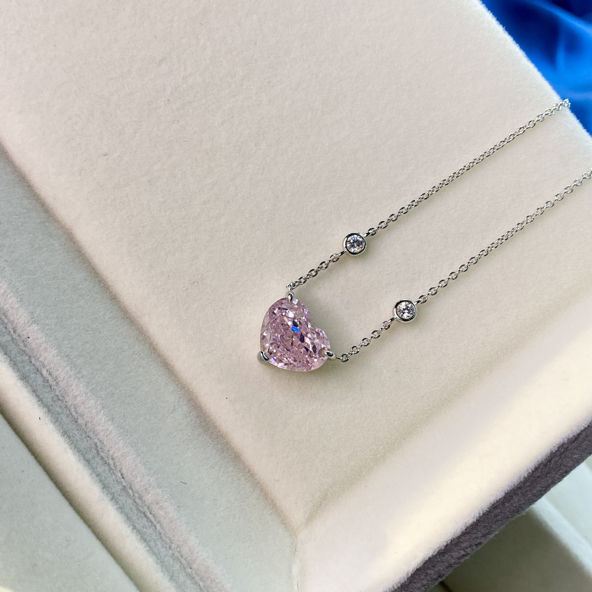OEVAS 100% de Plata de Ley 925 Plata brillante Topacio rosa con alto contenido de carbono diamante corazón colgante de collar para las mujeres de joyería fina: Rosa