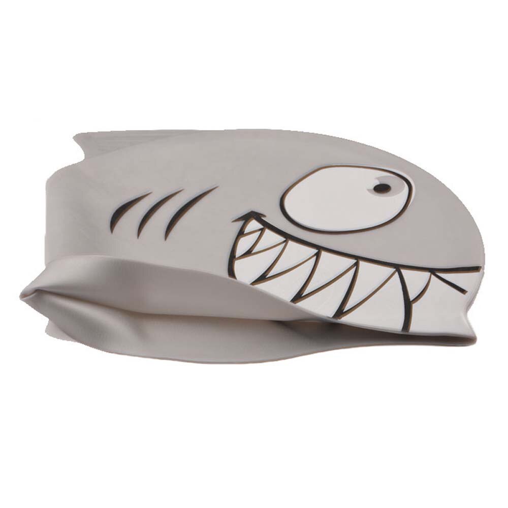 Gorro de natación con tiburón de dibujos animados para niños, gorro de piscina de silicona, impermeable, protege las orejas, equipo de natación para niños y niñas