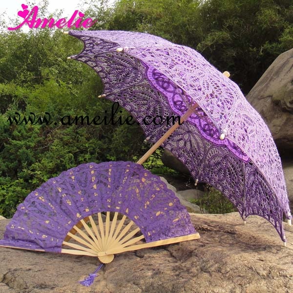 Belgische Bridal Paraplu En fan Kanten Parasol Wedding Set