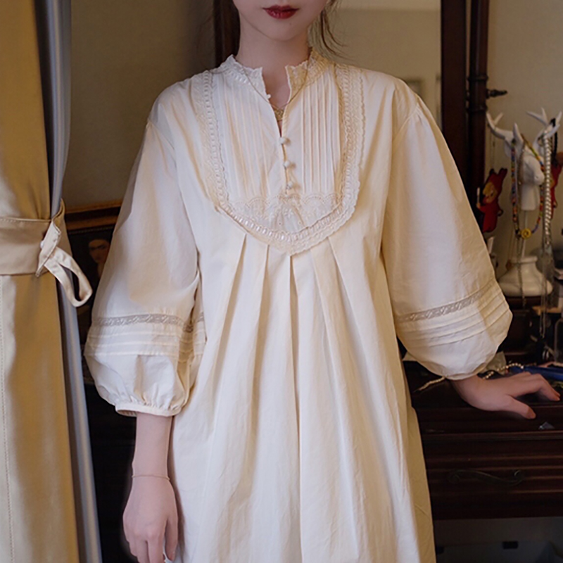 Ropa de dormir Vintage para mujer, camisones antiguos de princesa, ropa de casa de estilo francés, camisones de manga abombada para mujer: S