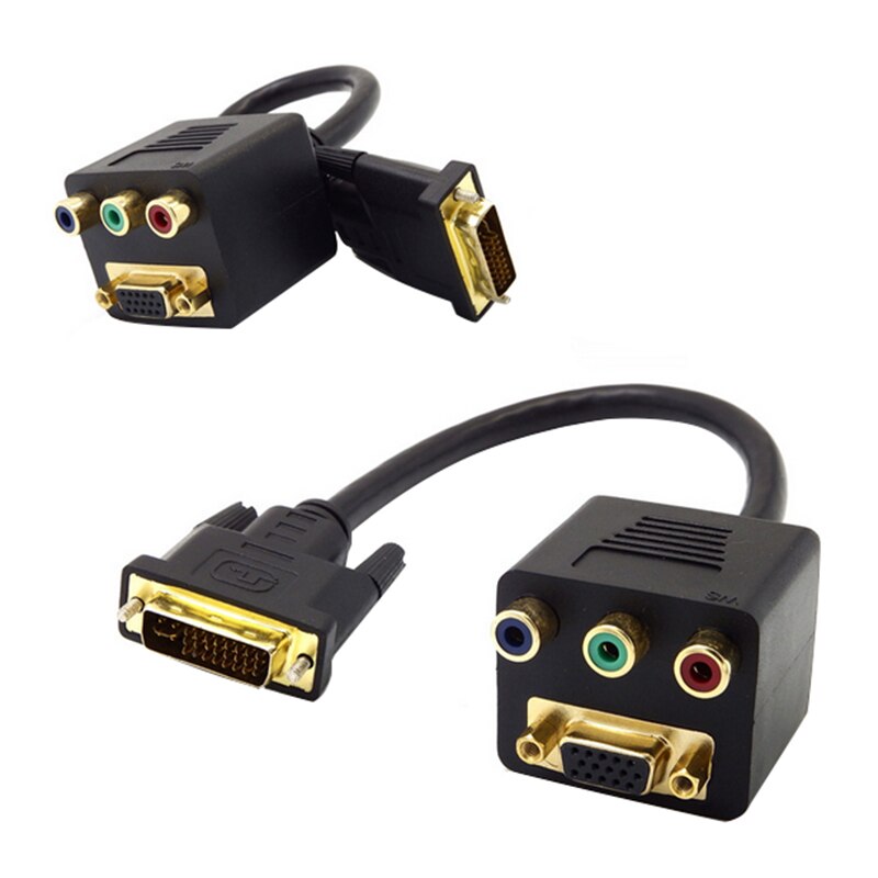 Multifuncional DVI-I a VGA DVI 24 + 5 macho a VGA RCA, RGB conexión AV Cable divisor hembra