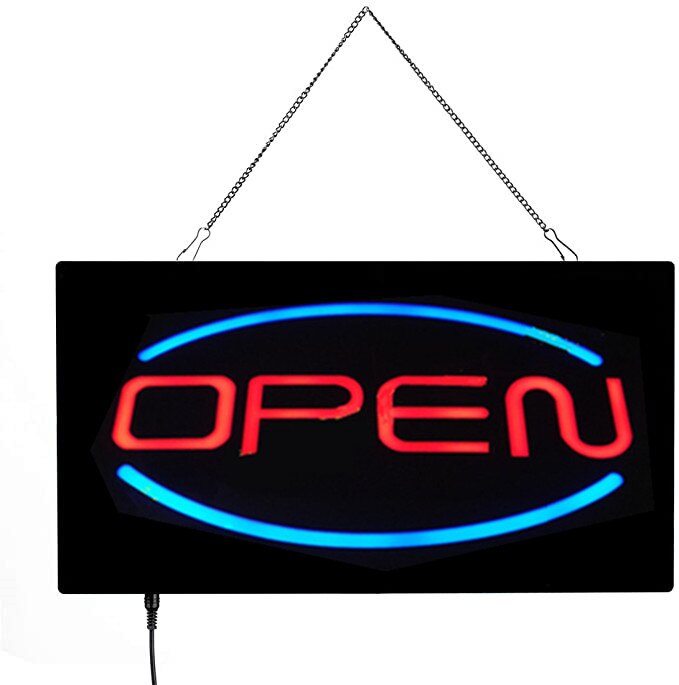 Resin Neon Open Sign for Business, 3 Modes Light Steady Flashing Electronic Lighted Signs Displays for Used in bar cafe hotel