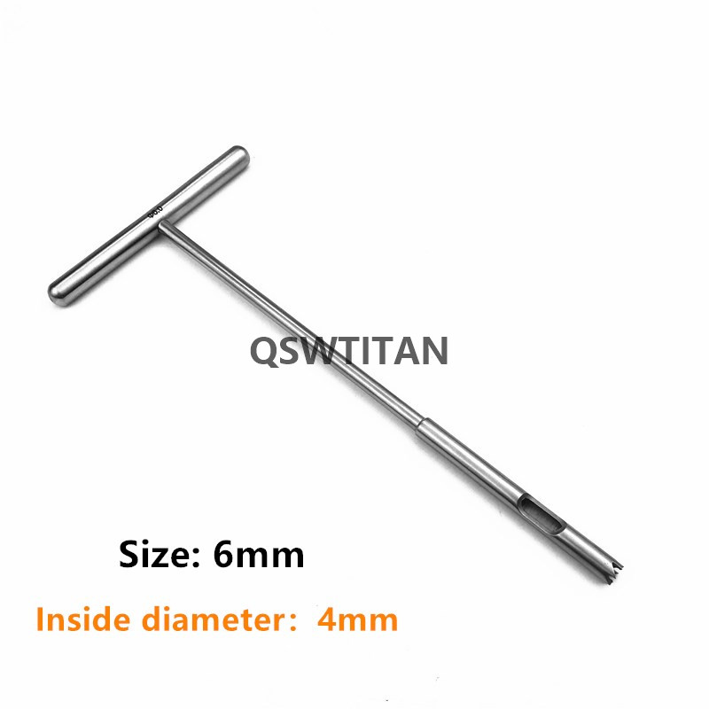 Bone Screw Extractor T-Handle Orthopedics T-Handle Hollow Mill For Removal Orthopedics Instrument: 1pcs 6mm
