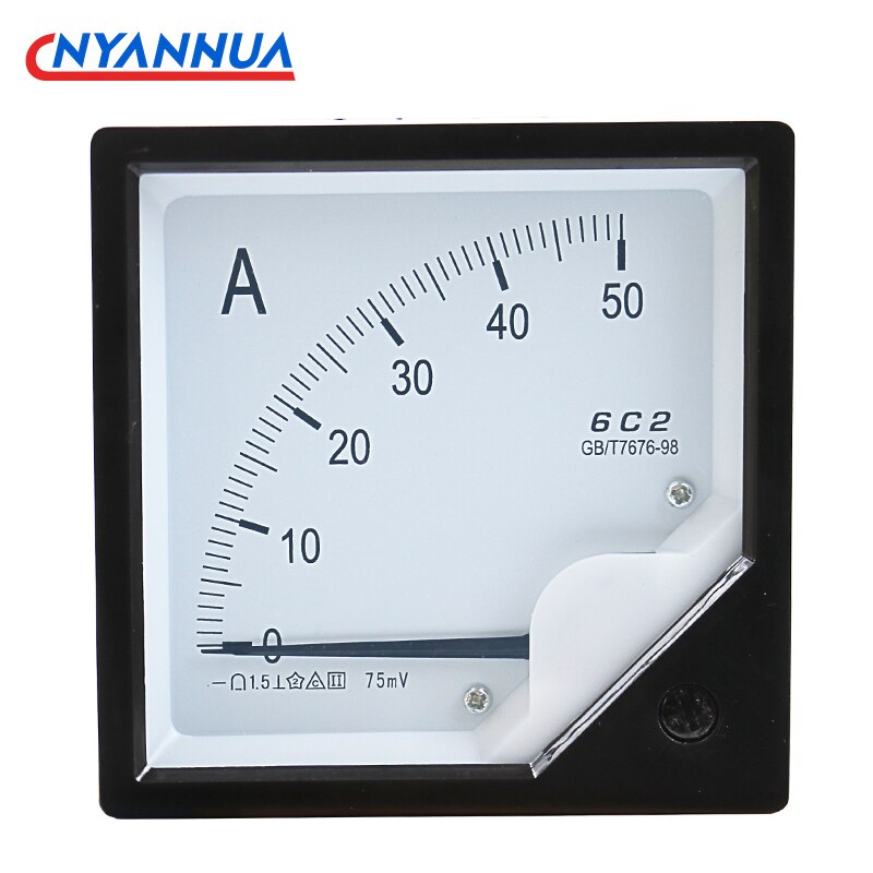 Pointer type DC Amper Meter Analog Panel Ammeter AMP Current Meter Accuracy 1.5 Square 80mm x 80mm 6C2 -A