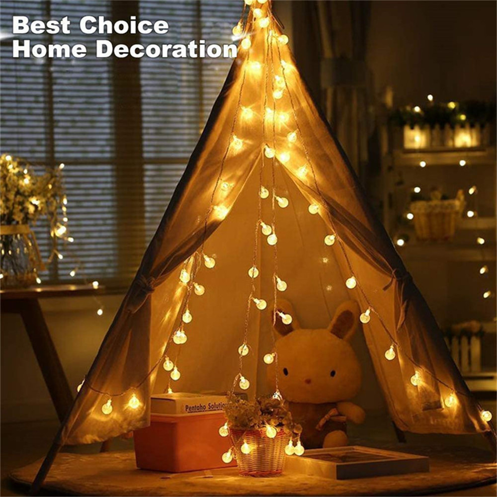 Guirnalda de luces LED de 3/6/10M para decoración, guirnalda de luces blancas cálidas para , Navidad, boda, funciona con pilas AA
