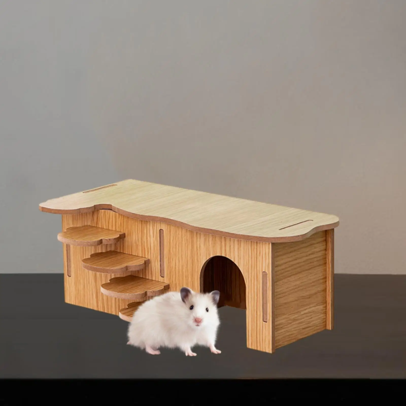 Washable Hamster Hideaway Wooden Hamster House with Climbing Ladder Small Pet Castle Home for Dwarf Mice Gerbils Small Pets