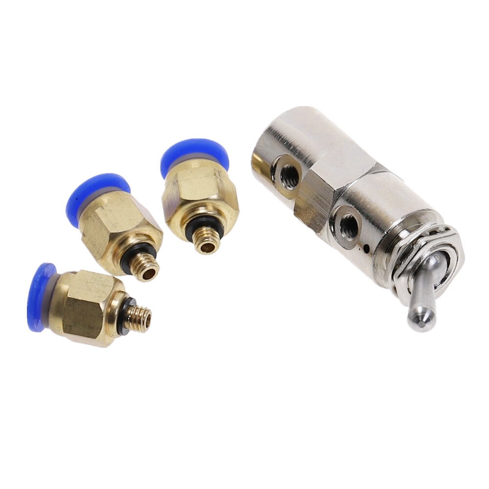 Exhaust valve 2 Position 5 Way Toggles Cylindrical Mechanical Air Pneumatic Valve switch w Fiittings TAC2-4V