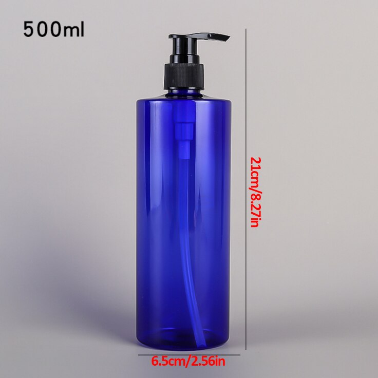 Press typ lotion tom flaska 500ml badrum schampo stor kapacitet emulsionsbehållare flytande tvål dispenser: Blå