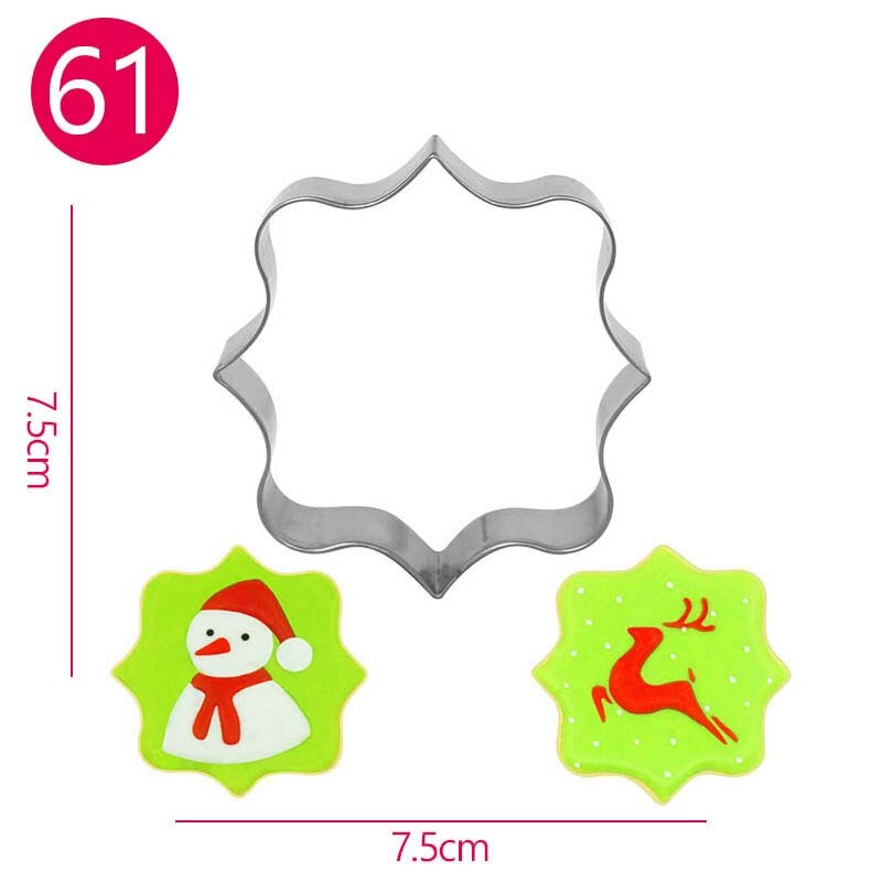 Kerstboom Sneeuwpop Cookie Cutters Candy Fondant Cookie Cutters Rvs Suiker Ambachtelijke Bakken Gebak Biscuit Mallen: 15