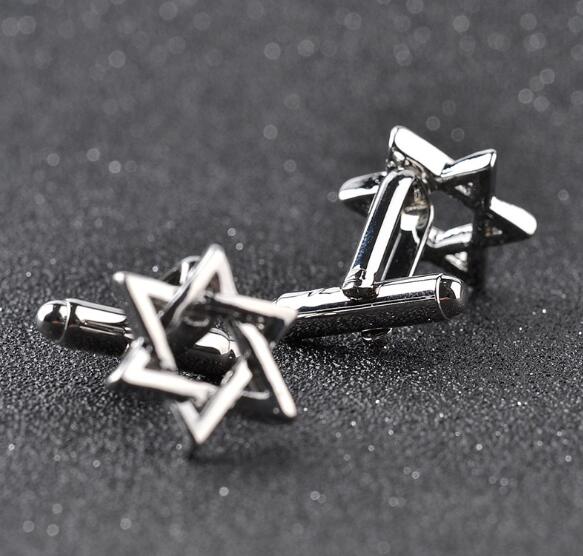 Boutons de manchette à breloques de la Star de David pour marié, bijoux de mariage français à la