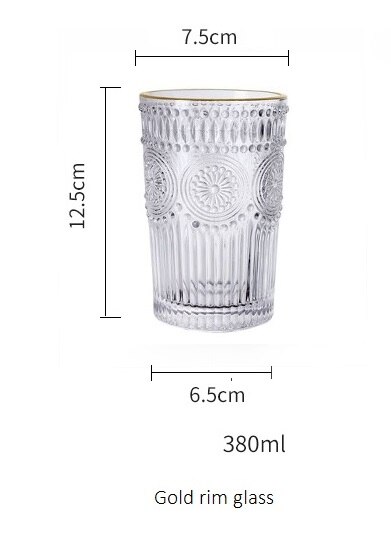 Retro europæisk stil præget mønster glas vand glas mælk juice dink glas vin kop 260ml 380ml gammelt glas: 04