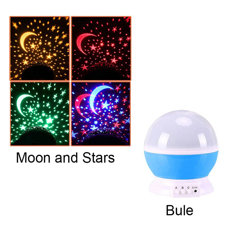 Led Roterende Nacht Lamp Sterrenhemel Star Master Kinderen Slaap Romantische Led Nachtlampje Usb Batterij Projector Lamp Slaapkamer: Bule-Moon star