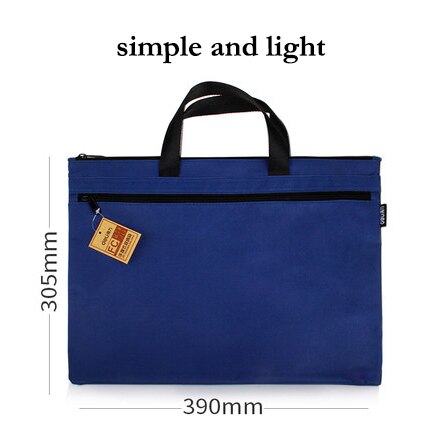 Deli 1pcs portable file bag A4 data storage bag zipper briefcase canvas multi layer business bag file bag: 5840 blue