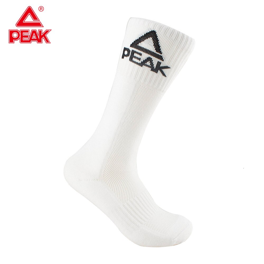 Peak Men's Basketball Socks - Knee-High, Breathable, Professional Sports & Cycling: White