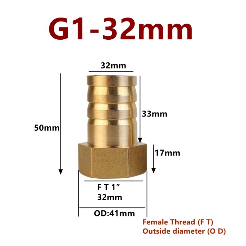 Raccordi per tubi in ottone 8 10 12 14 16 19 25 32mm Tubo flessibile Barb Tail 3/4 1 pollice BSP Filettatura femmina Connettore Giunto Adattatore accoppiatore in rame: YELLOW / 1/4 ''