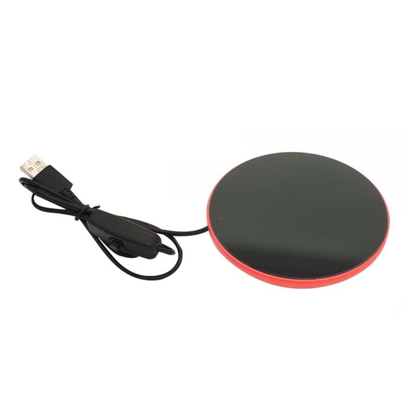 55℃ Thermostatic Mug Warmer With Indicator Light And Switch USB Smart Cup Heater Tea Makers Heating Coaster: Chinese Red