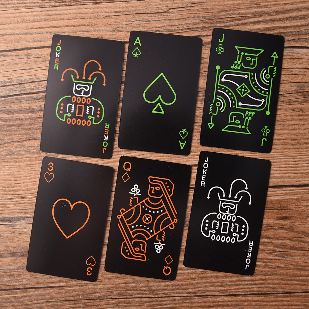 1 sæt sorte lysende spillekort glød i mørke bar ktv noctilucent fluorescerende pokerkort natsamling: Default Title