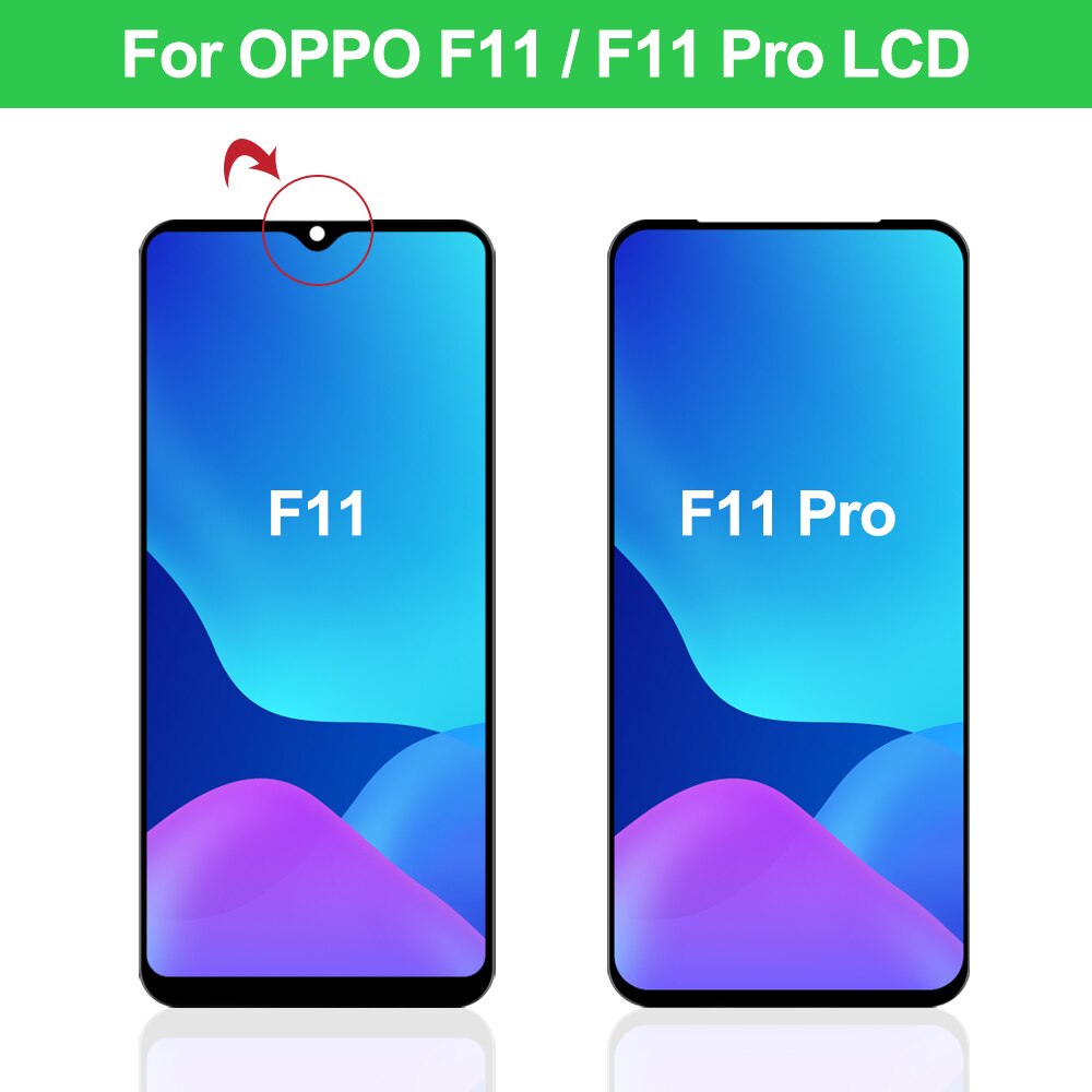 6.53 & #39 ;& #39 ; original for oppo  f11 f 11 lcd cph 1913 display skjerm touch + frame digitizer montering for oppo  f11 pro cph 1969 display