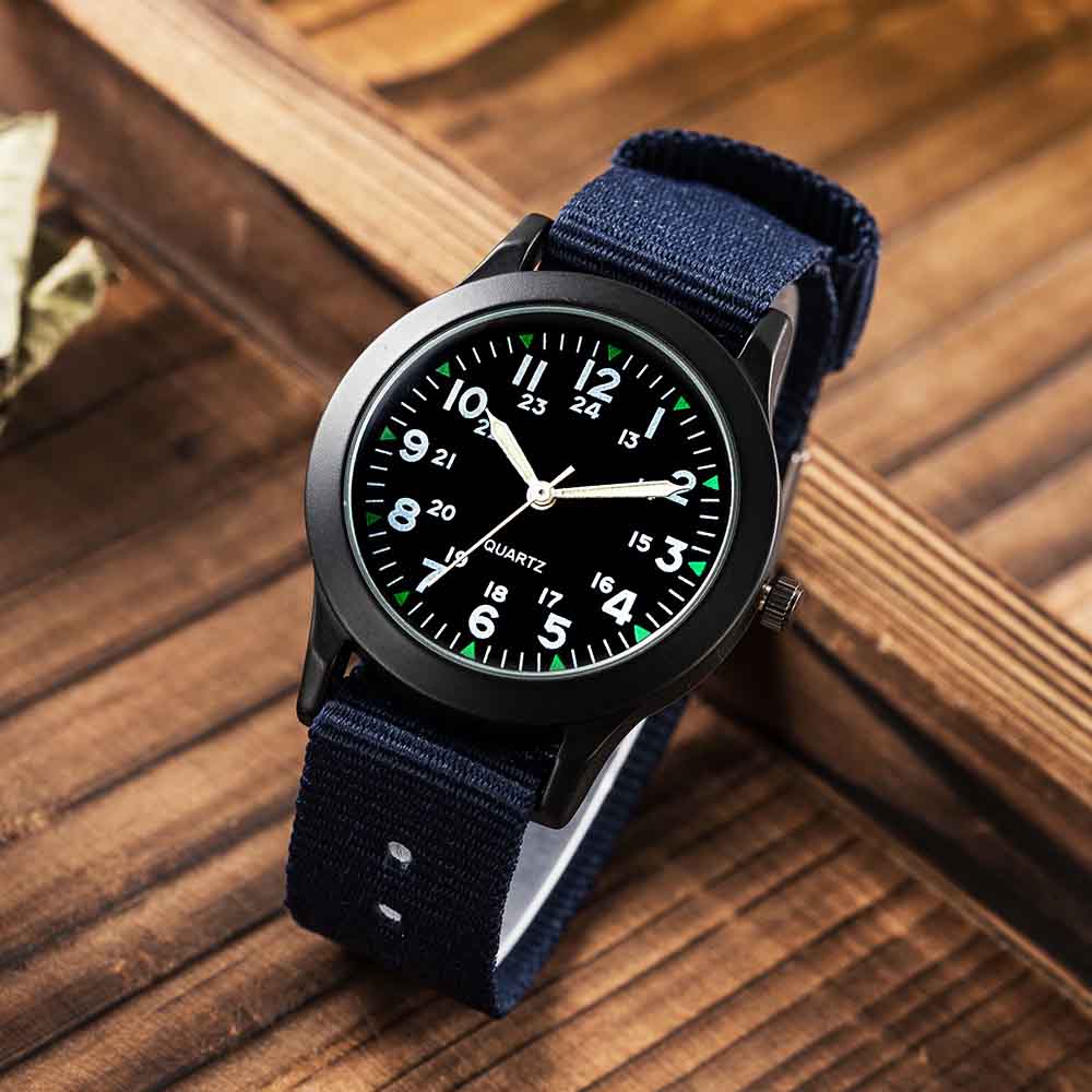 Sød nylon rem ur fødselsdag jul piger drenge armbåndsur børn & #39 dages børn: Sort blå rem