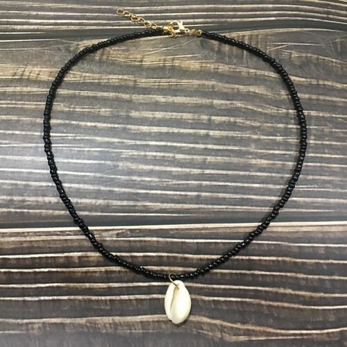 Proste koraliki shell Strand naszyjnik kobiety String z koralikami krótkie shell Choker naszyjnik biżuteria 16 cali Chokers naszyjnik prezent: 17