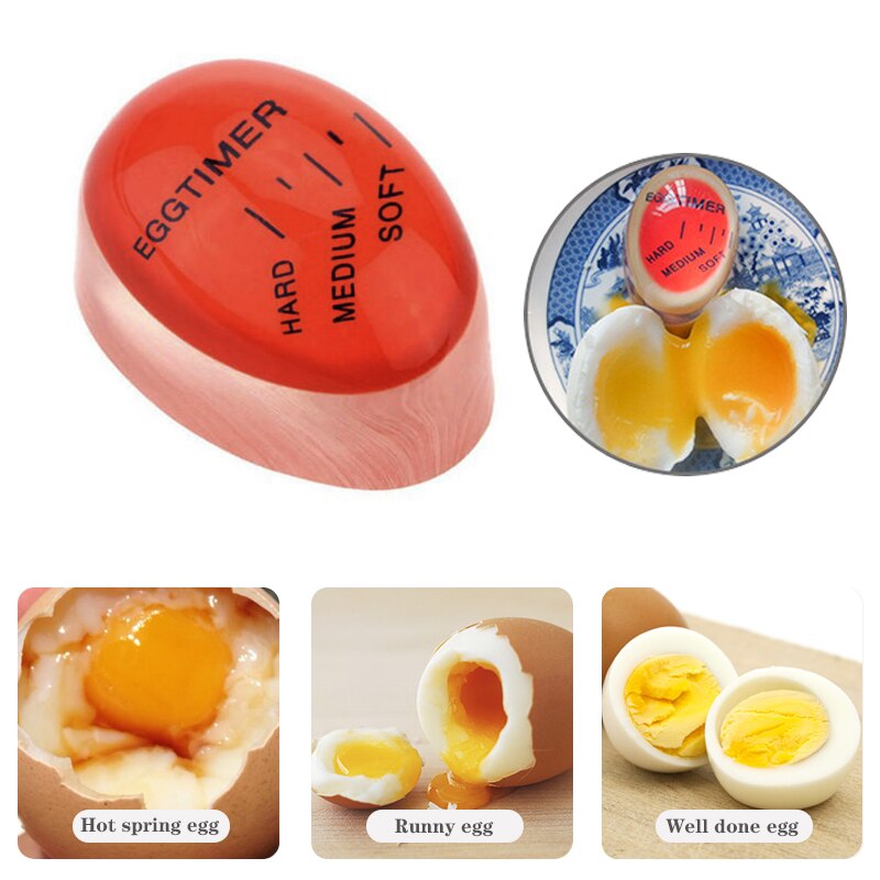 1pcs Egg Perfect Color Changing Timer Yummy Soft Hard Boiled Eggs Cooking Kitchen Eco-Friendly Resin Egg Timer Red timer tools