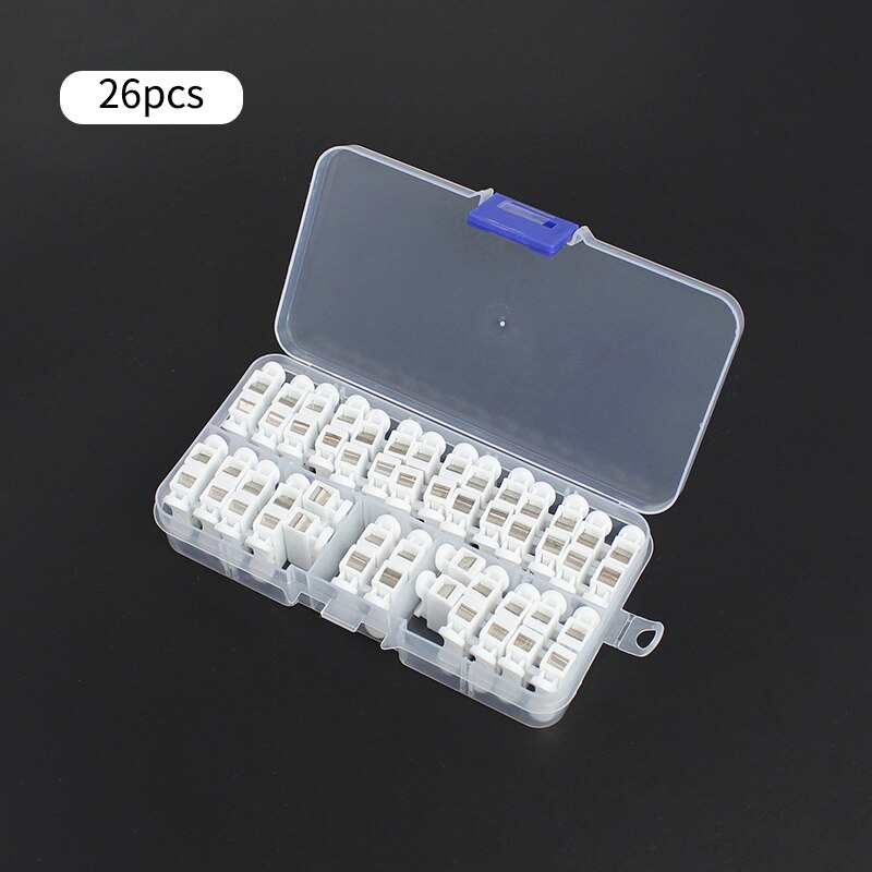 Conector de Cable eléctrico CH2, Terminal de conexión de tira LED, 2 pines, empalme rápido, Terminal de prensa de 220V, 26 unids/caja