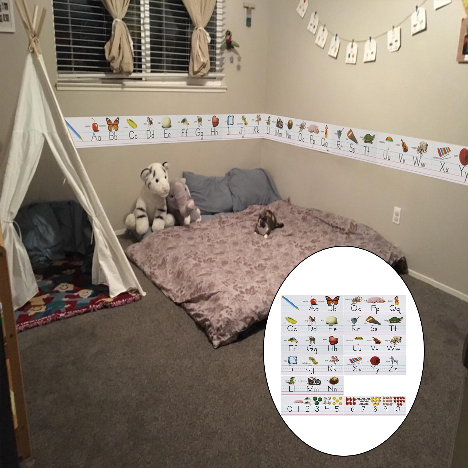 Alphabet Bulletin Board 0-10 Numbers Cards with Picture Cues Decorations