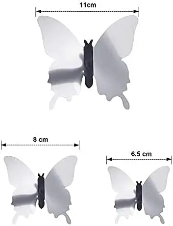 Pegatinas de pared de espejo de mariposa para niños, 12 piezas, calcomanía 3D DIY, arte para niños, pegatina para pegar, decoración del hogar, Fondo de dormitorio, de boda