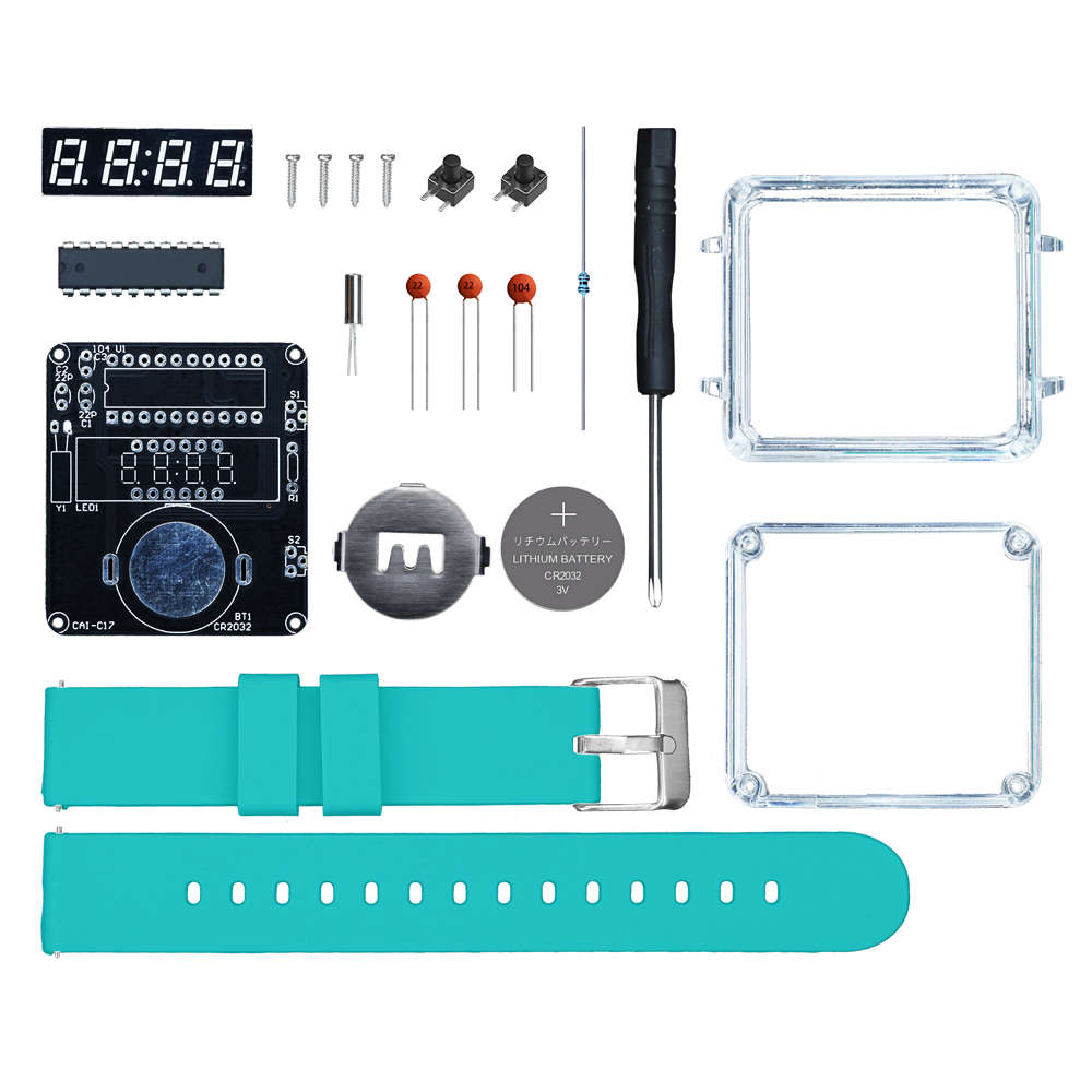 Kit de montre électronique à monter soi-même, affichage numérique LED , boîtier Transparent 3V, Kit de bricolage à souder pratique électronique: Rose