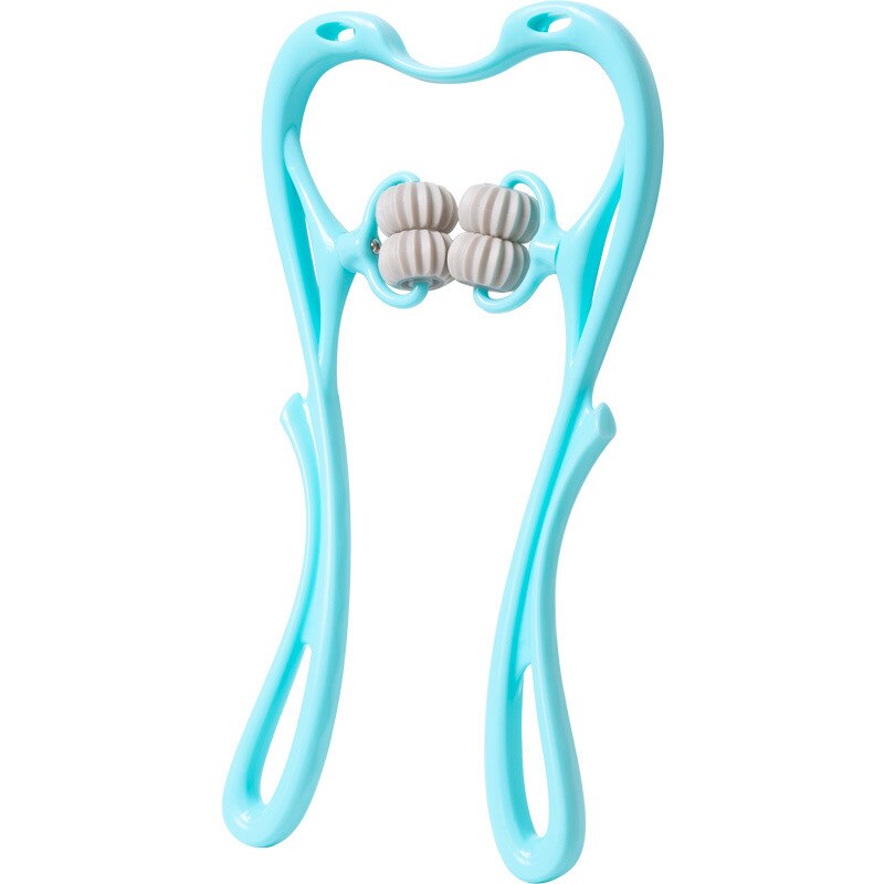 Masseur pour le cou et les épaules, outil d&#39;auto-Massage à double déclencheur, soulage la pression des mains, Massage en profondeur: 4 Rollers-Blue