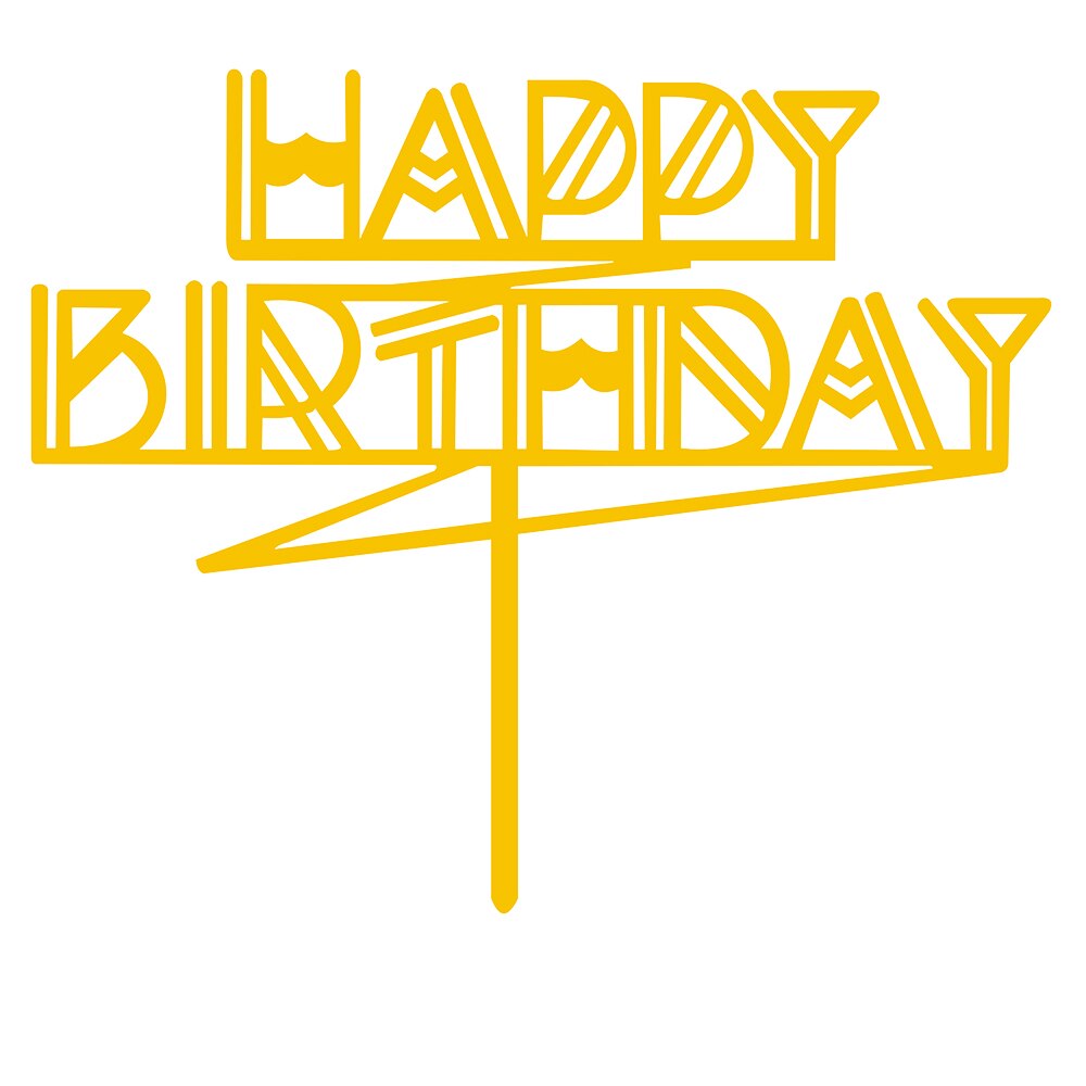 Fargede blomster gratulerer med dagen kake topper gylden akryl bursdagsfest dessert dekorasjon for dusj bakevarer: Gull